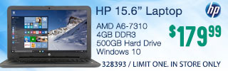 HP 15.6-inch laptop $179.99
